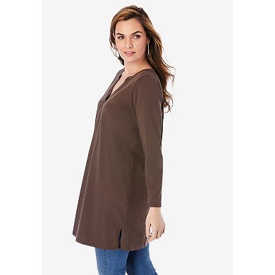 Roaman's Women's Plus Size Ultimate Y Neck Tunic
