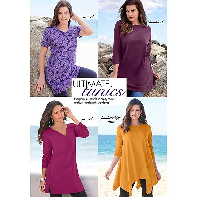 Roaman's Women's Plus Size Ultimate Y Neck Tunic