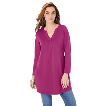 Roaman's Women's Plus Size Ultimate Y Neck Tunic