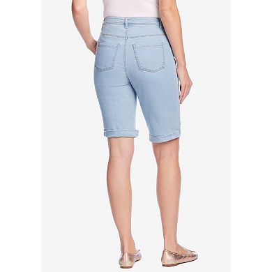 Woman Within Plus Size Stretch Denim Jean Bermuda Short