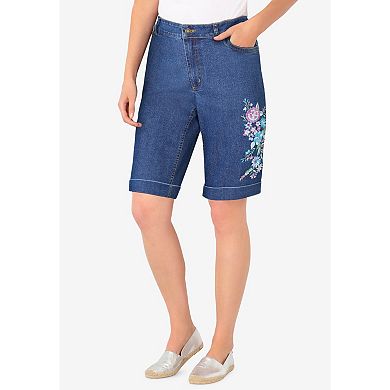Woman Within Plus Size Stretch Denim Jean Bermuda Short