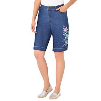 Woman Within Plus Size Stretch-Denim Five-Pocket Bermuda Jeans Shorts