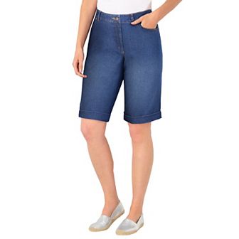 Woman Within Plus Size Stretch-Denim Five-Pocket Bermuda Jeans Shorts