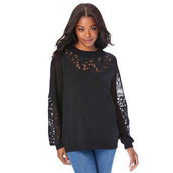 Roaman's Women's Plus Size Plus Size Pullover Sweater With Cutout Detail