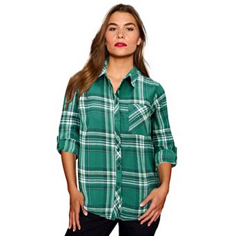 Roaman's Women's Plus Size Classic Plaid Button-Front Shirt