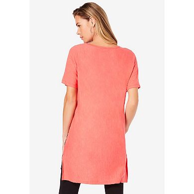 Roaman's Women's Plus Size Printed Textured Tunic