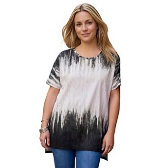 Roaman's Women's Plus Size Printed Slub Tunic Top