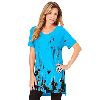 Roaman's Women's Plus Size Plus Size Printed Slub Tunic Top