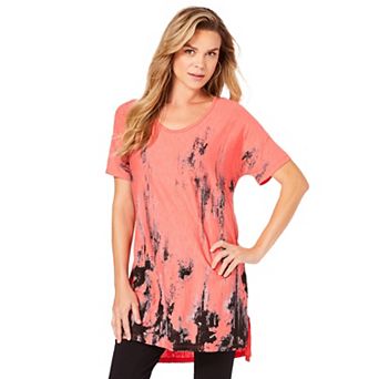 Roaman's Women's Plus Size Plus Size Printed Slub Tunic Top