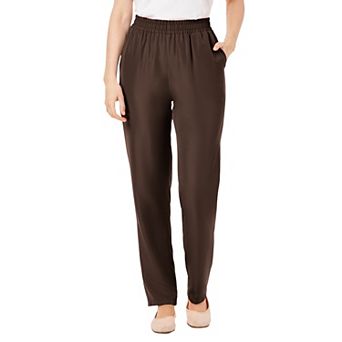 Woman Within Plus Size Woven Hassle-Free Pull-On Pants