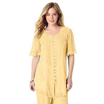 Roaman's Women's Plus Size Acid Wash Tunic