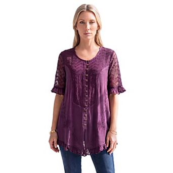 Roaman's Women's Plus Size Acid Wash Tunic