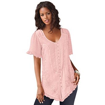 Roaman's Women's Plus Size Acid Wash Tunic