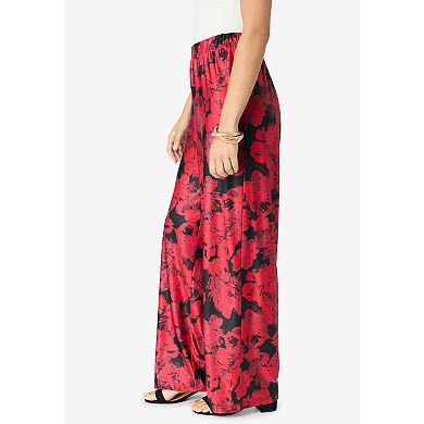 Roaman's Women's Plus Size Ultrasmooth Fabric Wide-Leg Pant