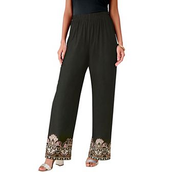 Roaman's Women's Plus Size Ultrasmooth Fabric Wide-Leg Pant
