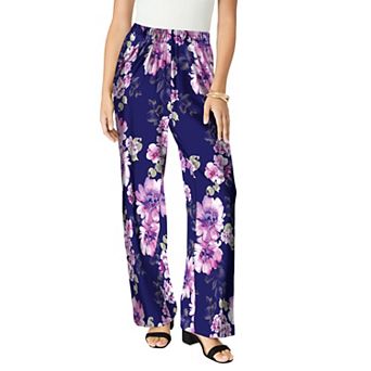 Roaman's Women's Plus Size Ultrasmooth Fabric Wide-Leg Pant