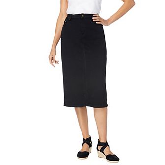 Woman Within Plus Size Stretch Denim Five-Pocket Jeans Skirt