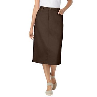 Woman Within Plus Size Stretch Denim Five-Pocket Jeans Skirt