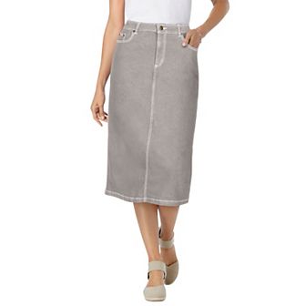Woman Within Plus Size Stretch Denim Five-Pocket Jeans Skirt