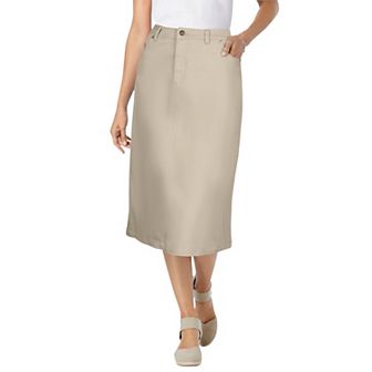 Woman Within Plus Size Stretch Denim Five-Pocket Jeans Skirt