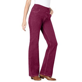 Woman Within Plus Size Tall Pull-On Bootcut Gap-Free Stretch Denim Jeans