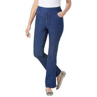 Woman Within Plus Size Tall Pull-On Bootcut Gap-Free Stretch Denim Jeans