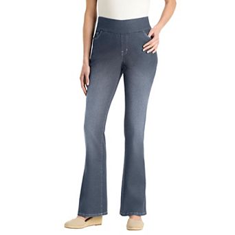 Woman Within Plus Size Tall Pull-On Bootcut Gap-Free Stretch Denim Jeans