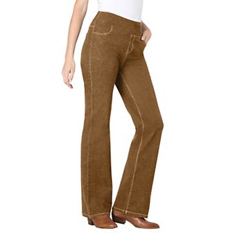Woman Within Plus Size Tall Pull-On Bootcut Gap-Free Stretch Denim Jeans