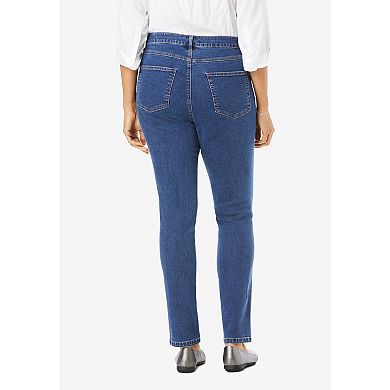 Woman Within Plus Size Stretch-Denim Slim-Leg Five-Pocket Jeans