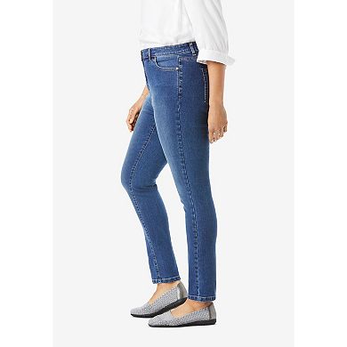 Woman Within Plus Size Stretch-Denim Slim-Leg Five-Pocket Jeans