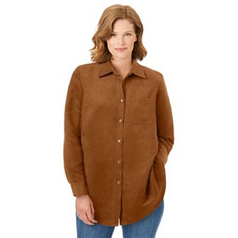 Woman Within Plus Size Soft Sueded Moleskin Shirt