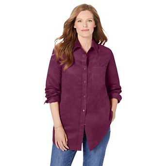 Woman Within Plus Size Soft Faux Suede Shirt