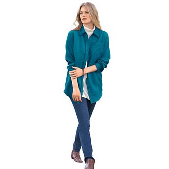 Woman Within Plus Size Soft Faux Suede Shirt
