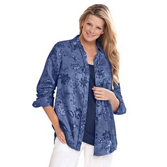 Woman Within Plus Size Soft Faux Suede Shirt