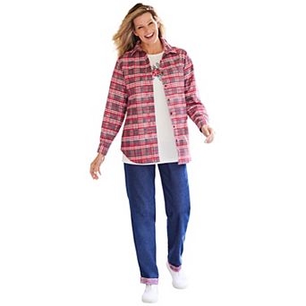 Woman Within Plus Size Two-Piece Flannel Shirt And Tee