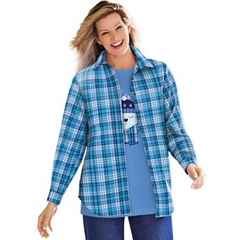 Woman Within Plus Size Two-Piece Flannel Shirt And Tee