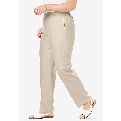 Woman Within Plus Size Tall Straight Leg Linen Pant