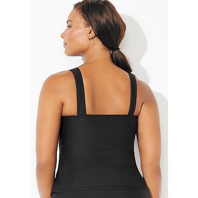 Swimsuits for All Women's Chlorine Resistant Classic Scoop Neck Tankini Top