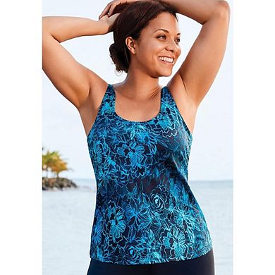 Swimsuits for All Women's Chlorine Resistant Classic Scoop Neck Tankini Top