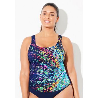 Swimsuits for All Women's Chlorine Resistant Classic Scoop Neck Tankini Top