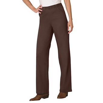 Woman Within Plus Size Tall Fineline Stretch Denim Wide-Leg Pull-On Jeans