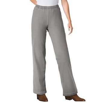 Woman Within Plus Size Tall Fineline Stretch Denim Wide-Leg Pull-On Jeans