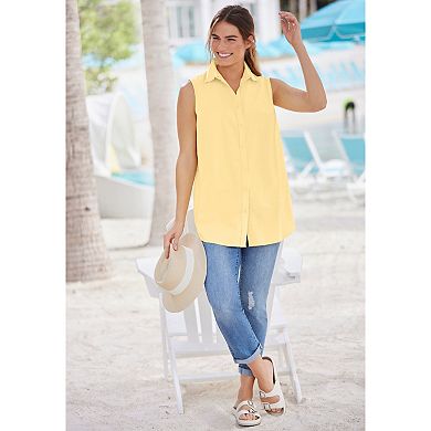 Woman Within Plus Size Perfect Sleeveless Shirt