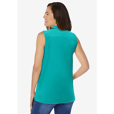 Woman Within Plus Size Perfect Sleeveless Shirt