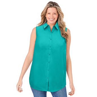Woman Within Plus Size Perfect Sleeveless Shirt