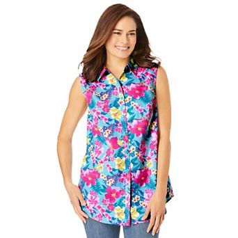 Woman Within Plus Size Perfect Sleeveless Shirt
