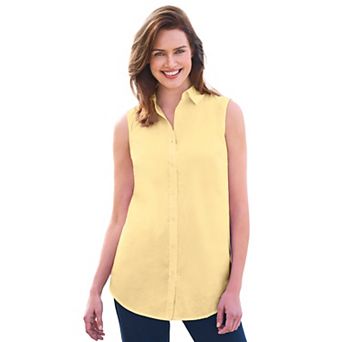 Woman Within Plus Size Perfect Sleeveless Shirt