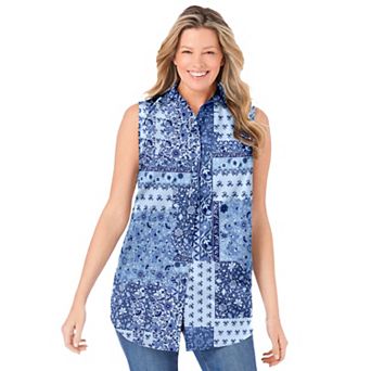 Woman Within Plus Size Perfect Sleeveless Shirt