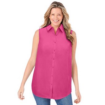 Woman Within Plus Size Perfect Sleeveless Shirt