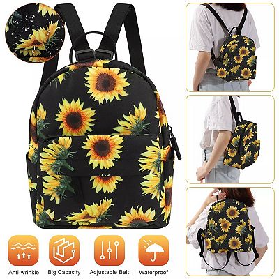 Waterproof Sunflower Shoulder Backpack display picture 3